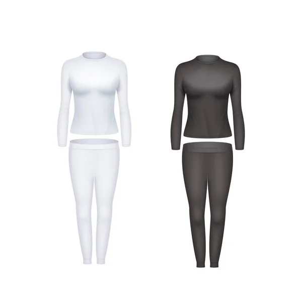 Odzież Termiczna Zimę Realistyczne Spodnie Koszulka Dla Kobiet Ciepłe Ubrania — Wektor stockowy