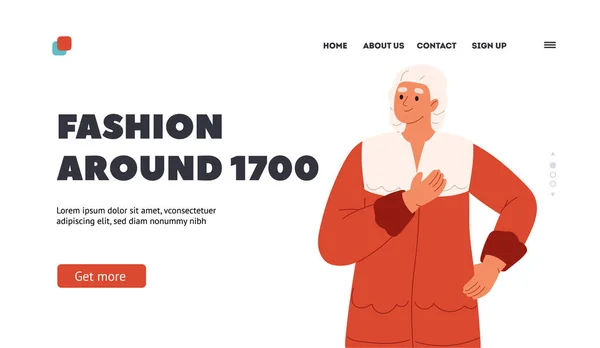 Fashion 17Th Century Concept Landing Page Young Man 1Retro Costume — Archivo Imágenes Vectoriales