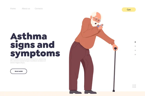Πνευμονικό Σύστημα Ασθένεια Προσγείωση Πρότυπο Σχεδιασμού Σελίδα Για Σημεία Άσθματος — Διανυσματικό Αρχείο