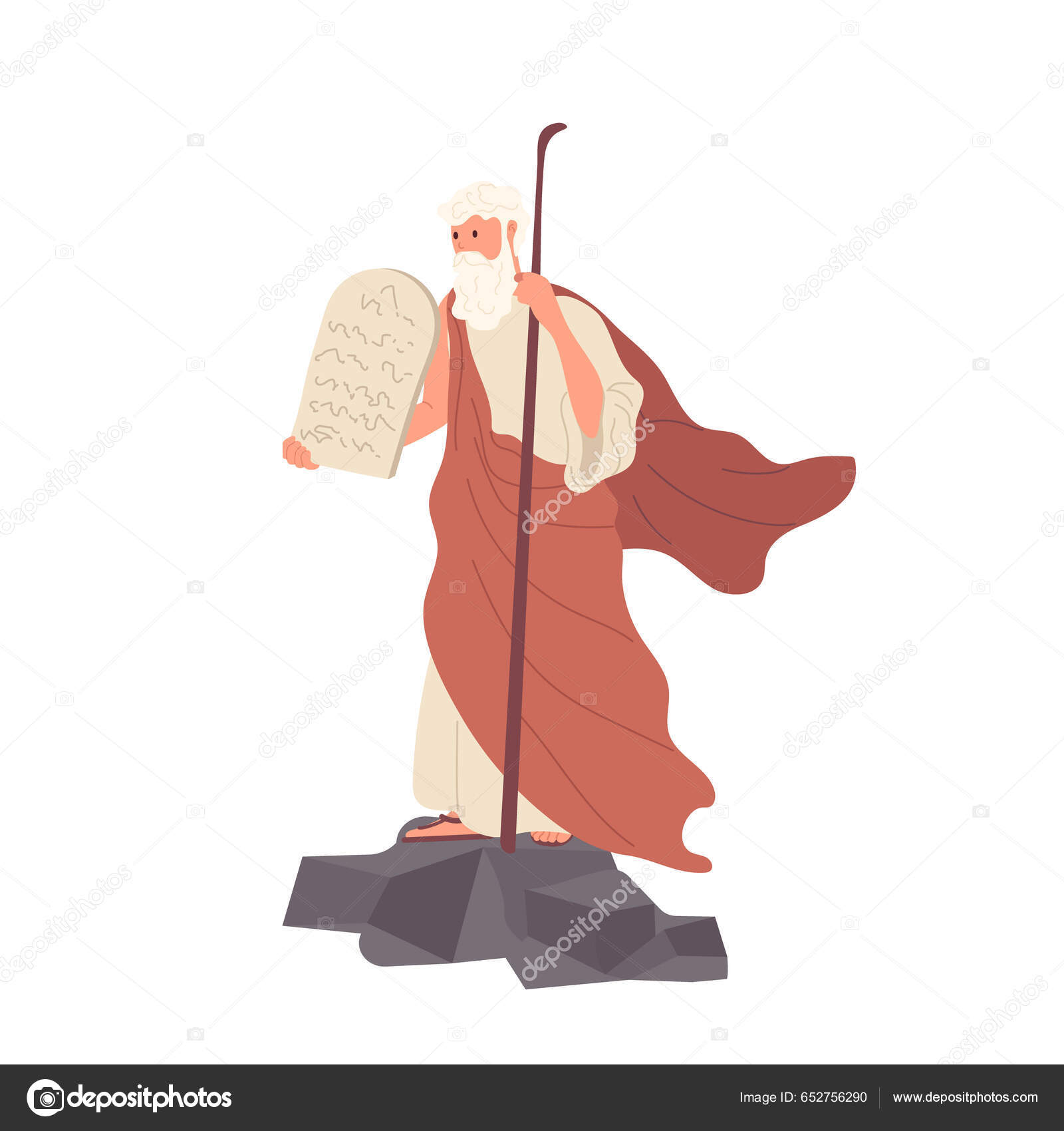 예언자는 배경에 고립된 하나님의 영접을 돌판에 계명으로 성경을 기독교 성경의 스톡 벡터 - ©zuperia 652756290, image size:1600x1700