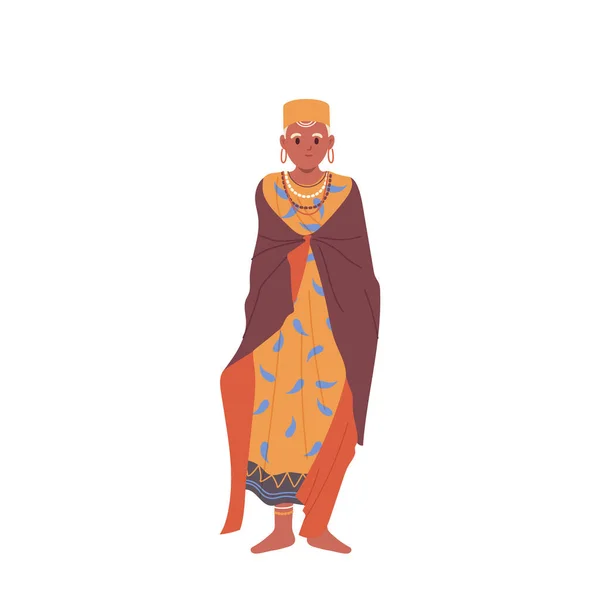 Hermosa Mujer Africana Adulta Vestida Con Ropa Tradicional Ilustración Vectorial — Archivo Imágenes Vectoriales