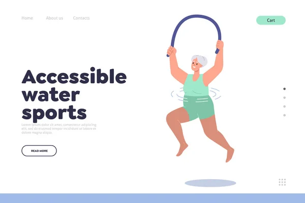 Barrierefreier Wassersport Für Senioren Landing Page Design Template Für Online — Stockvektor