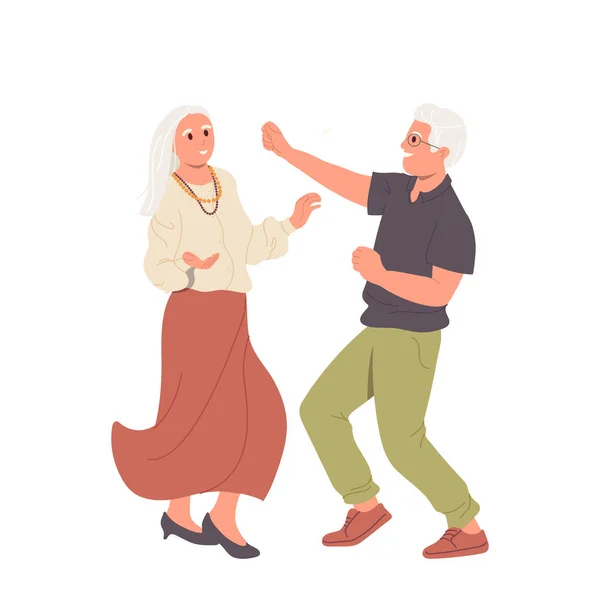 Veselý Důchodci Charakter Senior Muž Žena Tanec Pohybující Třesoucí Tělo — Stockový vektor
