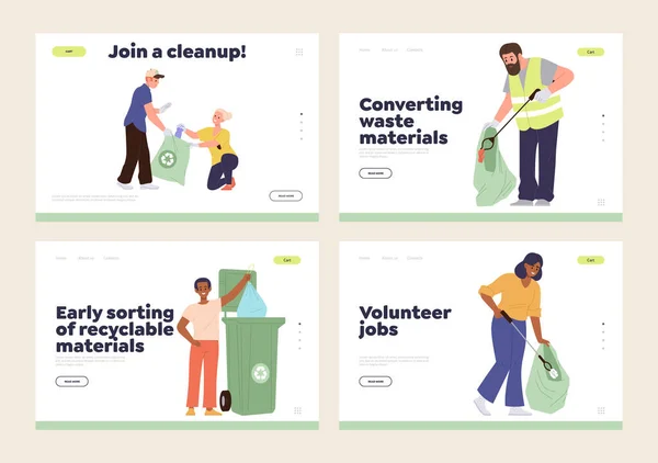 Utcai Tisztaságot Gondozó Online Önkéntes Szolgálat Kezdőlapjának Beállítása Vektor Illusztráció — Stock Vector