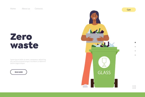 Zero Waste Konzept Für Die Landing Page Design Vorlage Cartoon — Stockvektor