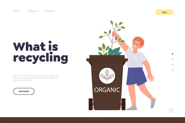 Ist Recycling Konzept Für Landing Page Template Kinderzeichentrickfigur Sortiert Organischen — Stockvektor