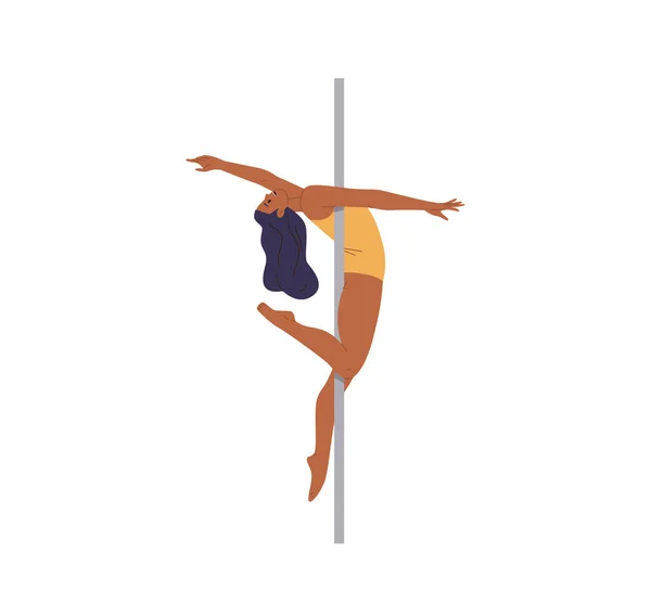 Okouzlující Silný Atletický Žena Kreslený Postava Tančí Pylonu Provádění Komplexní — Stockový vektor
