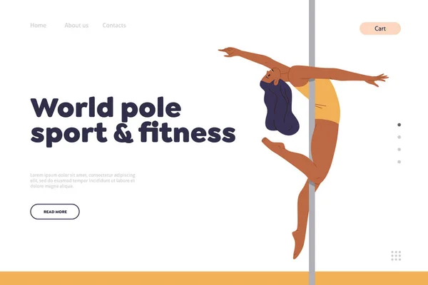 World Pole Sport Und Fitness Landing Page Für Ein Akrobatisches — Stockvektor