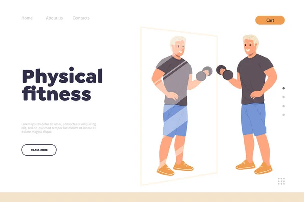 Körperliche Fitness Konzept Für Landing Page Design Template Sportlicher Mann — Stockvektor