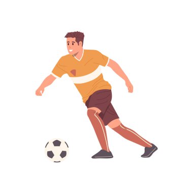 Futbol takımının forveti mutlu olsun ya da defans oyuncusu beyaz arka planda izole bir şekilde şampiyonluk turnuvasına katılan takım oyunuyla koşsun. Profesyonel spor ve hobi vektör çizimi