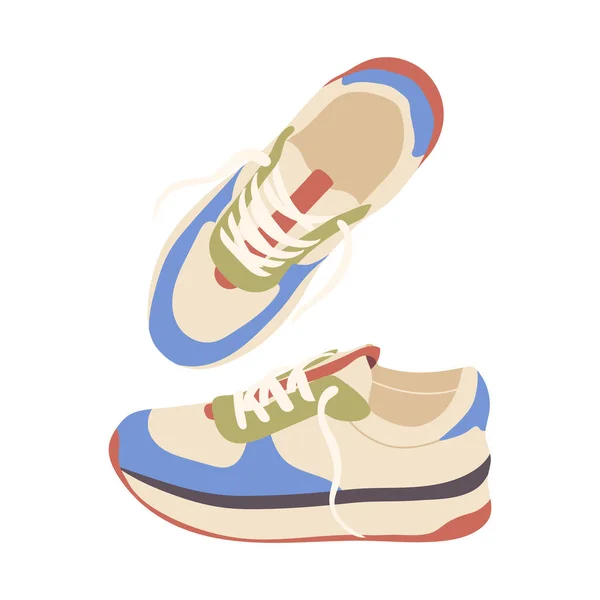 Підліткові Повсякденні Спортивні Кросівки Сучасним Дизайном Шнурками Яскравими Кольорами Взуття — стоковий вектор