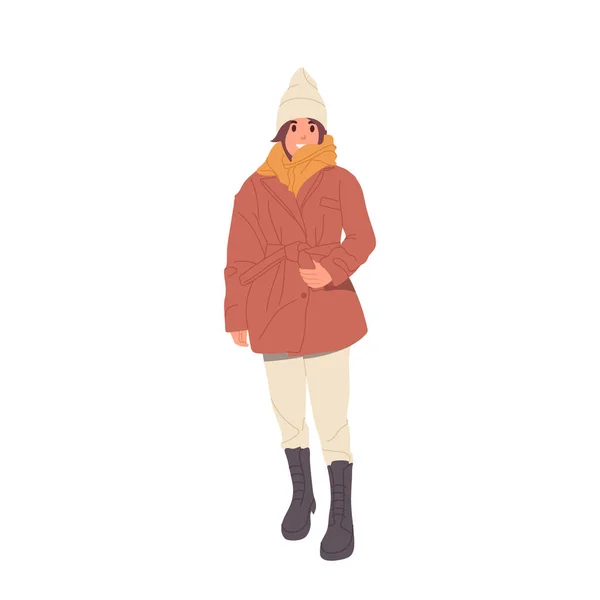 Personagem Jovem Elegante Vestindo Inverno Quente Frio Outono Primavera Traje —  Vetores de Stock