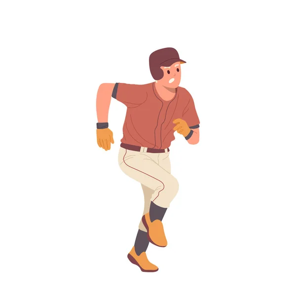 Злой Возбужденный Бейсболист Профессиональный Спортсмен Униформе Игровой Команды Бегущий Кричащий — стоковый вектор