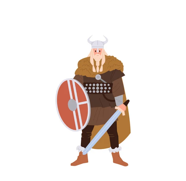Viking Norseman Gamle Rustning Skind Holder Traditionelle Våben Vektor Illustration – Stock-vektor