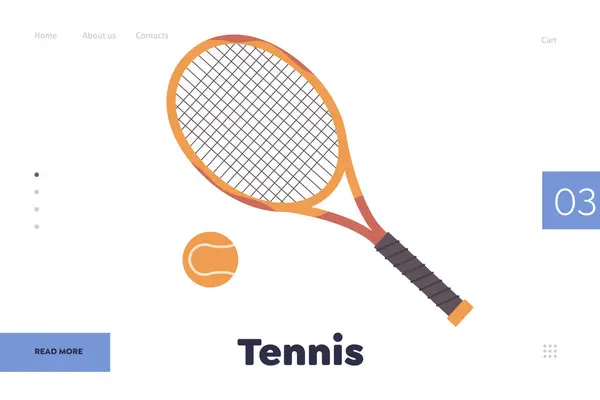 Landing Page Website Template Advertising Tennis Training Class Online Sport — Διανυσματικό Αρχείο