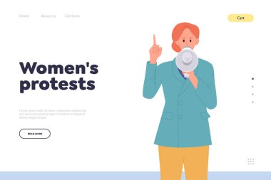 Kadınlar, dijital grev ve miting için yer sağlayan iniş sayfasını ve internet hizmet sitesini protesto ediyorlar. Kadın ofis çalışanı, öğretmen, hoparlörden konuşan iş kadını karakteri haklarını beyan ediyor.