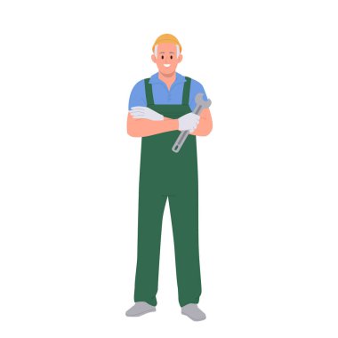 Profesyonel demiryolu işçisi, metro mühendisi, beyaz arka planda izole edilmiş demiryolu işçisi çizgi film karakteri. Tren teknisyeni, görevli vektör çizimi teknisyeni. Meslek mesleği