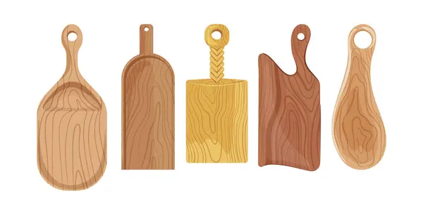 Ręcznie Robiona Kuchnia Drewniane Deski Krojenia Naturalne Tacki Przyjazne Dla — Wektor stockowy