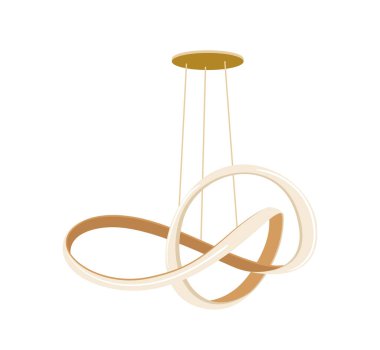 Modern ev iç mimarisi için yaratıcı, gösterişli tavan tasarımlı lamba beyaz arka planda izole edilmiş. Çağdaş ofis dekorasyonu elektrikli ışıklandırma ekipmanları vektör çizimi