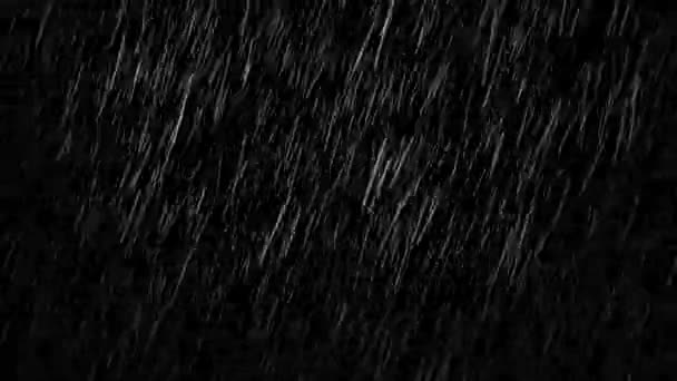Сильний Дощ Безшовна Петля Падаючі Краплі Дощу Ізольовані Чорному Тлі — стокове відео