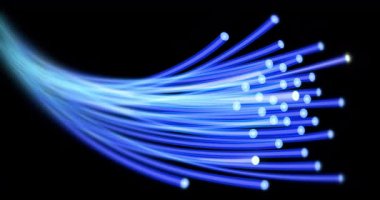 Fiber optik. Optik fiber kablolar yüksek hızda veri iletir. Makro çekim, kusursuz döngü animasyonu