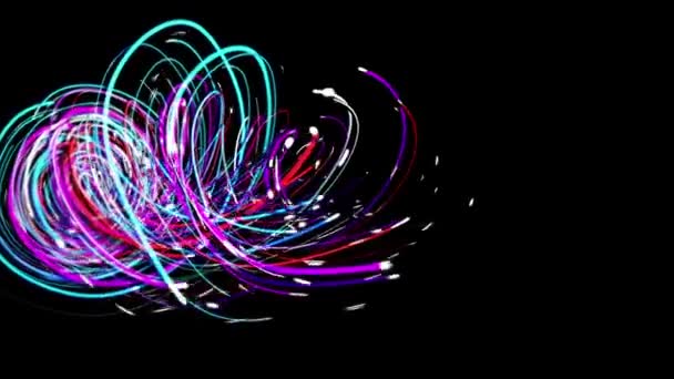 Neon Glödande Ränder Abstrakta Optiska Fibertrådar Höghastighetsanslutning Till Internet Koncept — Stockvideo