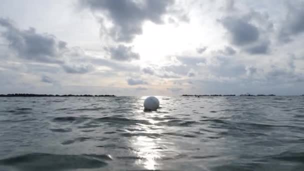 Buoy Floating Sea Surface Swimming Restriction Deep Water — Vídeo de Stock