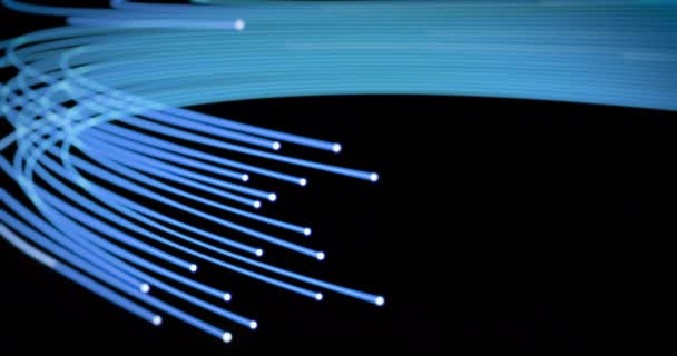 Optical Fiber Network Cable Macro Shot Fast Internet Transmission Concept — Stock videók
