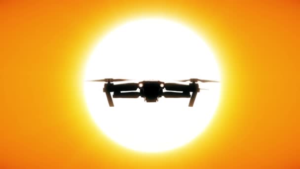 Drone Sky Silhouette Quadrocopter Evening Sun Atmospheric Distortion Seamless Loop — Video