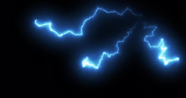 Electrical Discharges Thunderstorm Lightning Strikes Isolated Black Background Seamlessly Looped — Stockvideo