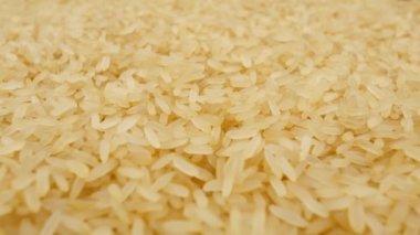 Rice. Raw long rice grains closeup
