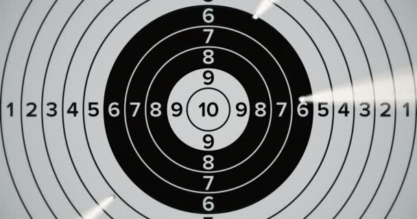Shooting Range Target Hitting Light Gunpowder Smoke Coming Out Holes — Vídeos de Stock