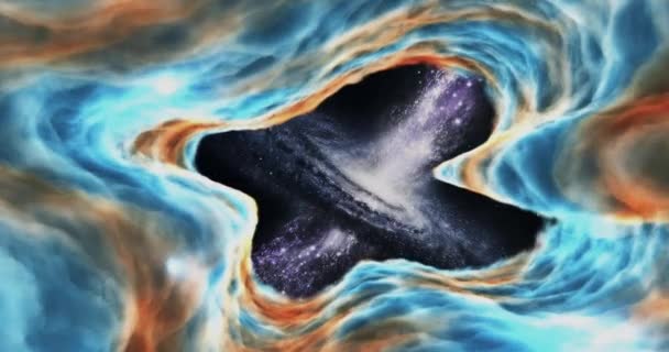 Spaţiu Exterior Zburând Prin Nebuloasă Spre Steaua Care Explodat — Videoclip de stoc