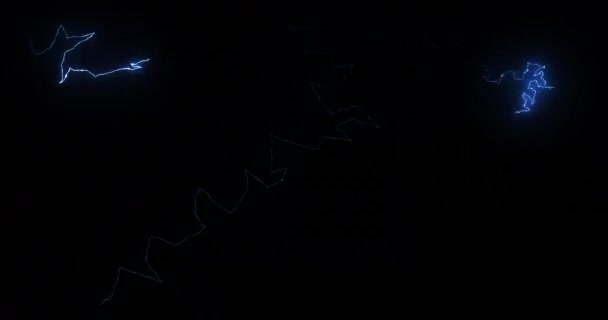 Lightning Bolt Branches Isolated Black Background Seamless Loop Animation — Stock video