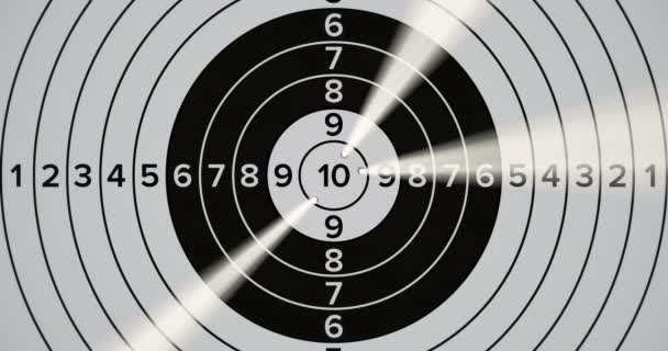 Precise Target Shooting Bullets Hit Bullseye Light Holes Gunpowder Smoke — ストック動画