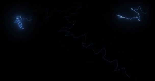 Електричні Розряди Гроза Блискавки Ізольовані Чорному Тлі Безшовна Анімація — стокове відео