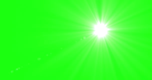 Sol Isolado Tela Verde Luz Solar Sobreposição Efeito Luz Animação — Vídeo de Stock
