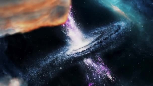 Flyger Genom Nebulosa Yttre Rymden Intergalaktiskt Reskoncept — Stockvideo