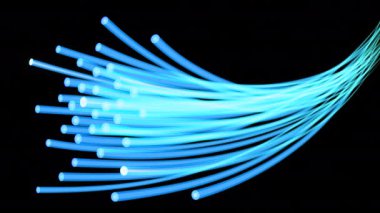 Optik fiber internet kabloları. Hızlı internet iletim konsepti. Kusursuz döngü canlandırması