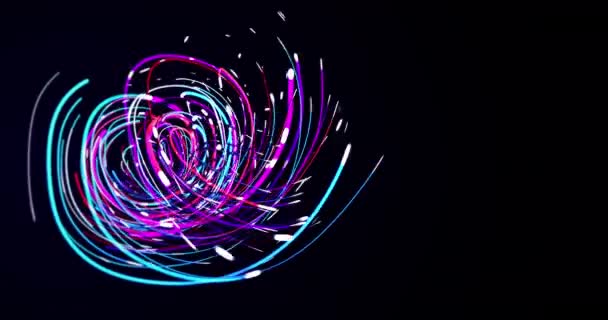 Abstract Optical Fiber Wires Neon Glowing Stripes Twist Forms Spiral — Stockvideo