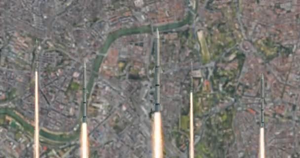 弹道导弹以高速飞行 无缝圈 用雷达制导军用火箭在空中作战 — 图库视频影像
