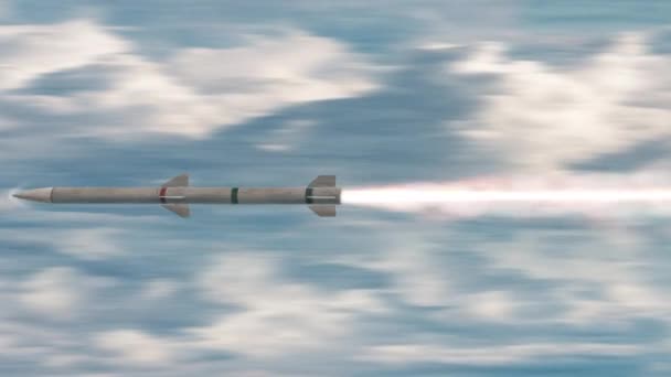 Lanceerde Raket Vliegen Met Hoge Snelheid Lucht Naadloze Lus — Stockvideo