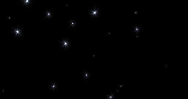 Блестящие Огни Яркие Вспышки Света Изолированы Черном Фоне Бесшовная Анимация — стоковое видео