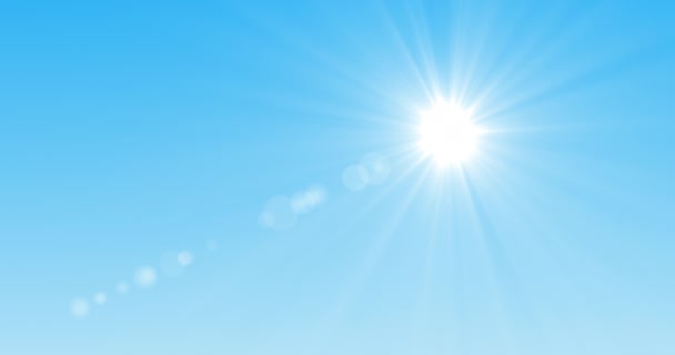 Солнце Ясном Голубом Небе Полуденное Солнце Светит Ярко Атмосферными Искажениями — стоковое видео