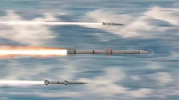 発射されたミサイルは空を高速で飛ぶ シームレスなループ — ストック動画