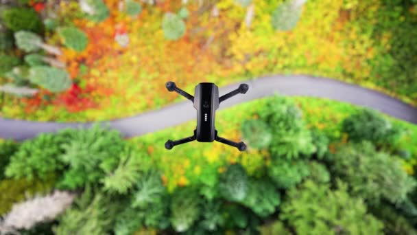 Quadcopter Pairando Drone Voa Sobre Área Floresta Loop Sem Costura — Vídeo de Stock