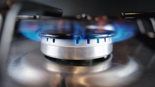 Bruciatore Gas Gas Naturale Che Brucia Sul Fornello Gas Della — Video Stock