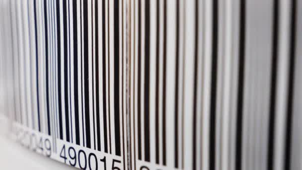 Strichcode Barcode Scannen Von Etiketten Einzelhandel Mit Laserscanner — Stockvideo
