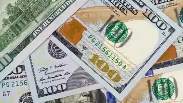 Cien Dólares Efectivo Lazo Sin Fisuras Stop Motion Billetes Estadounidenses — Vídeo de stock