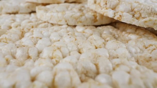 Γεμιστό Ψωμί Ρυζιού Κέικ Ρυζιού Quaker Κοντινό Πλάνο — Αρχείο Βίντεο